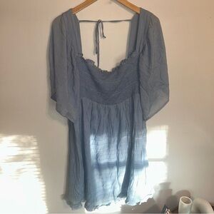 Umgee NEW Blue Flowy Smocked Babydoll Dress Size M Medium NWT
